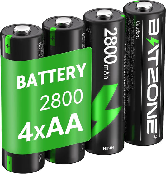 NiMH rechargeable batteries, AA size, set of 4