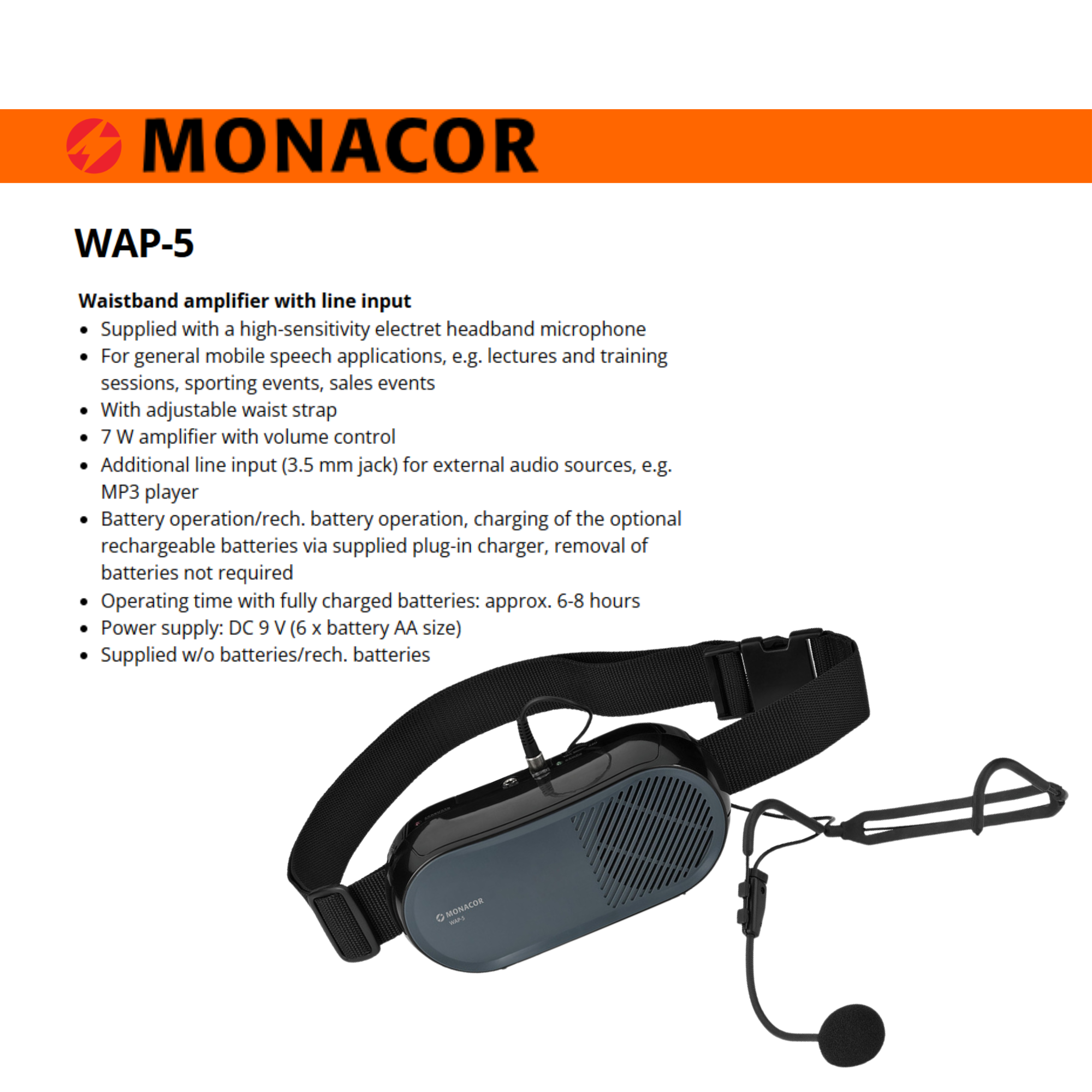 Monacor WAP-5 Waistband Amplifier