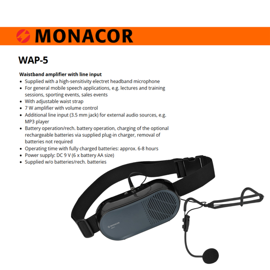 Monacor WAP-5 Waistband Amplifier