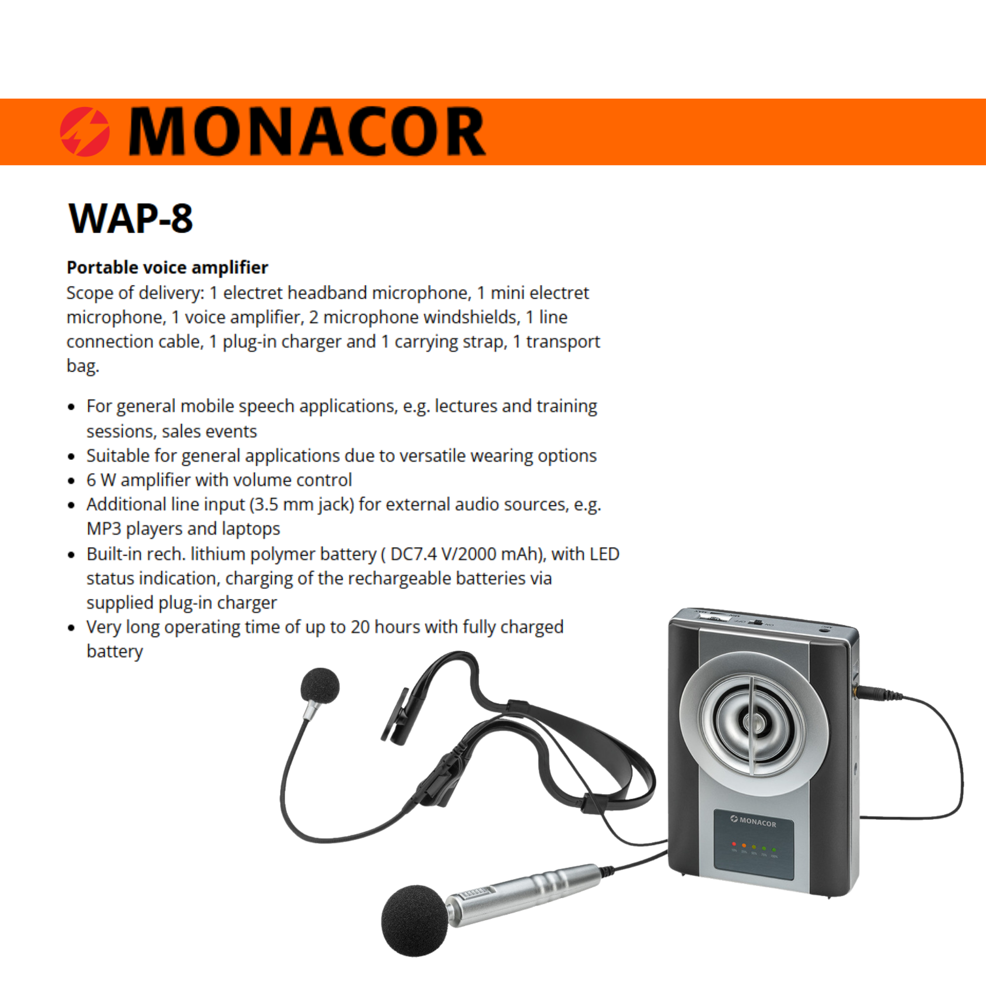 Monacor WAP-8 Waitband Amplifier