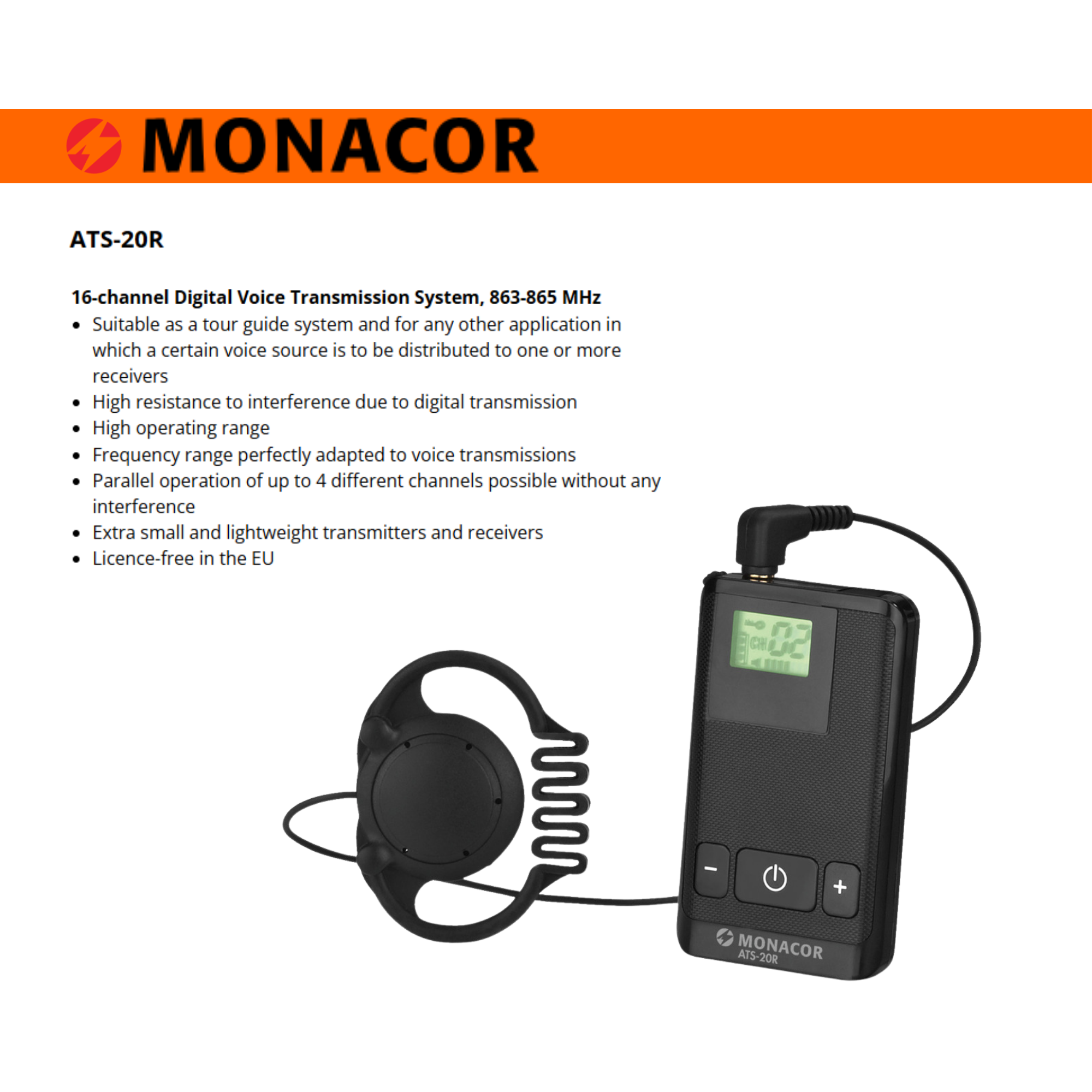1-Way 100m 16 Channel System Monacor ATS-20