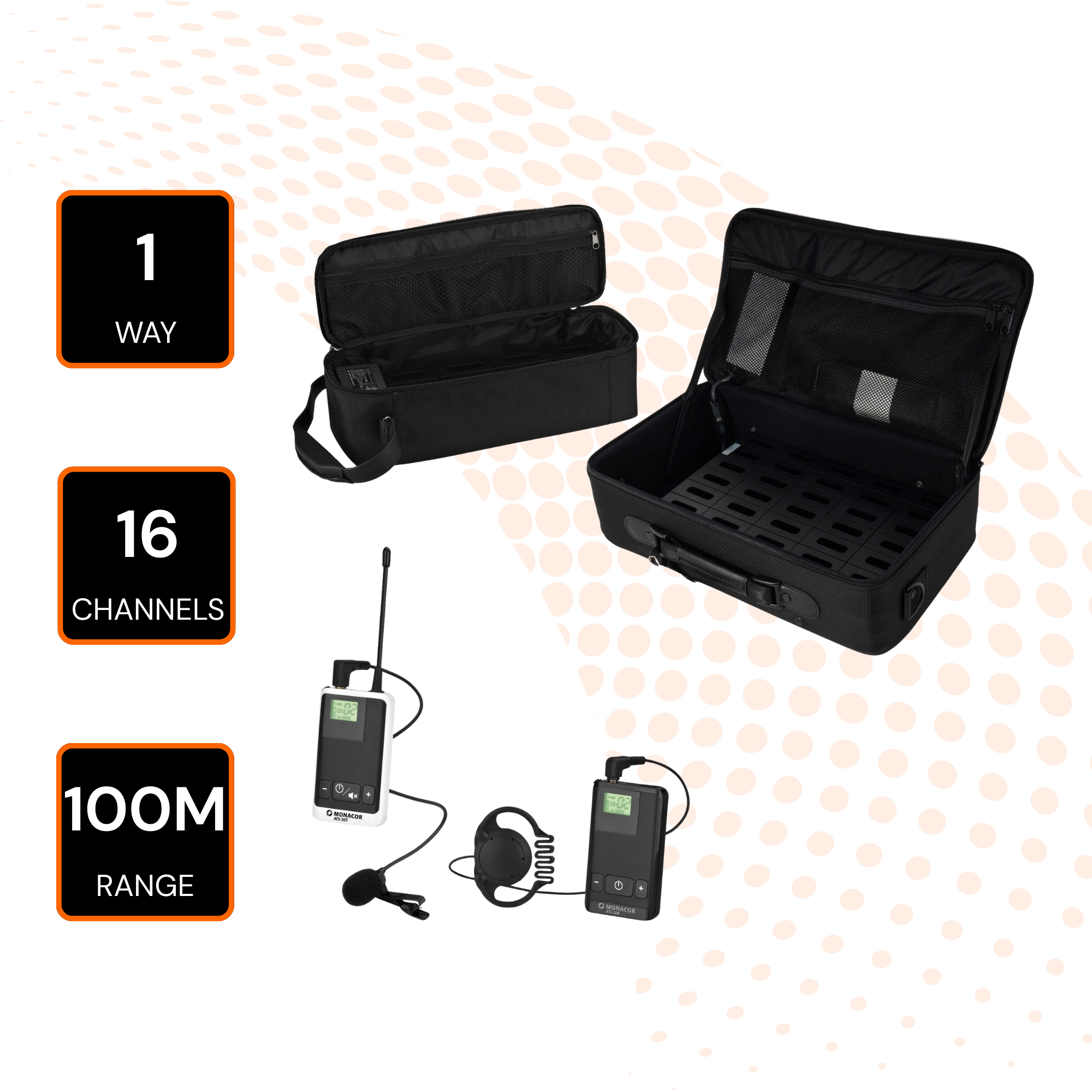 1-Way 100m 16 Channel System Monacor ATS-20