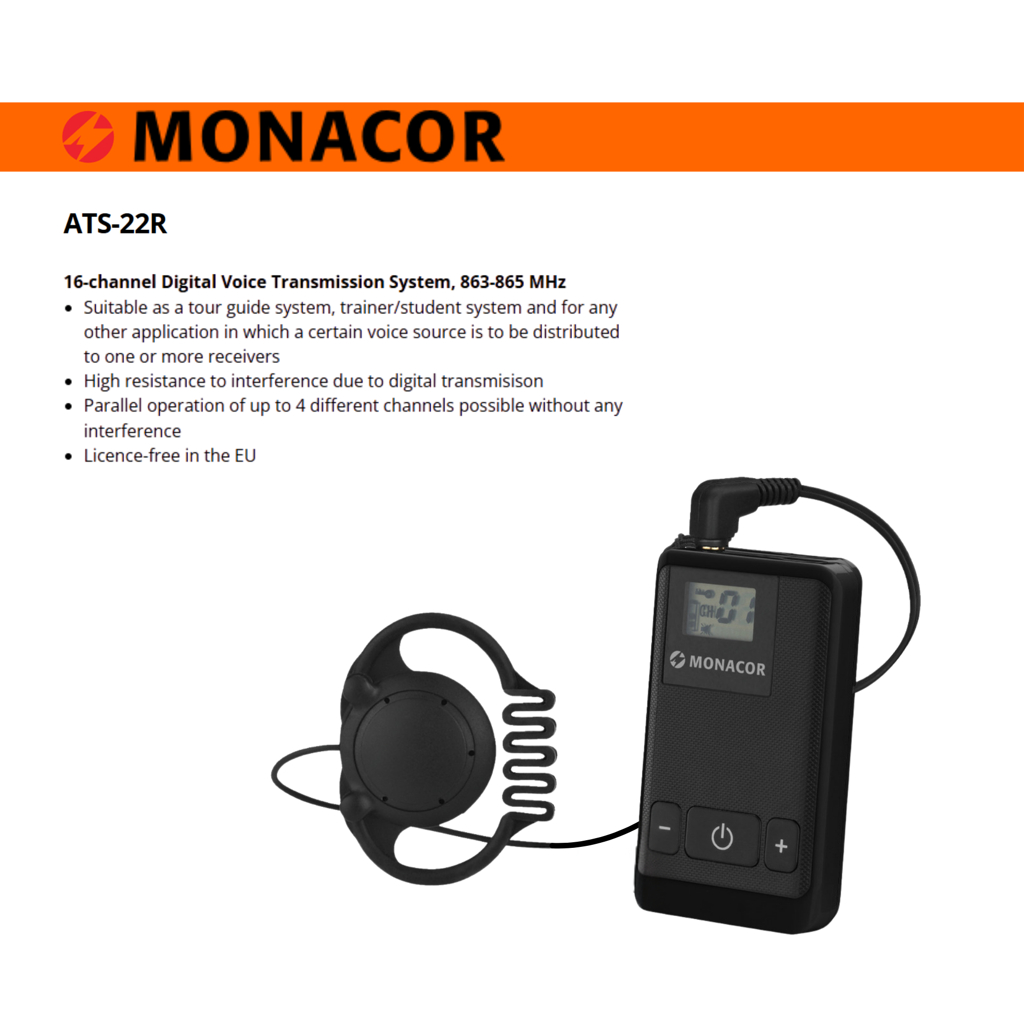 2-Way 100m 16 Channel System Monacor ATS-22