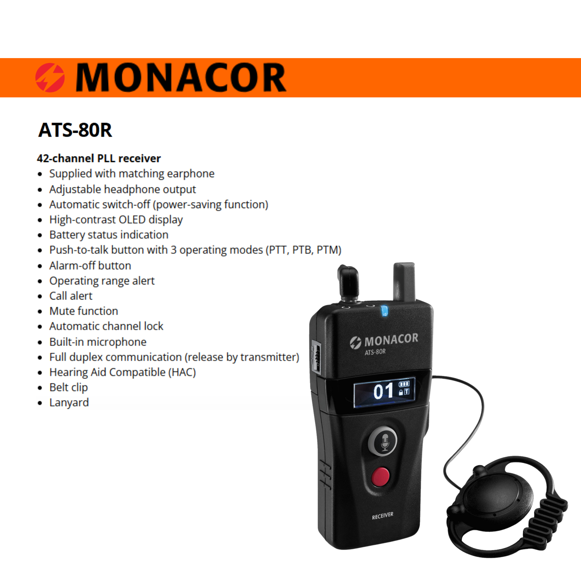 Monacor ATS-80R 2-Way Receiver