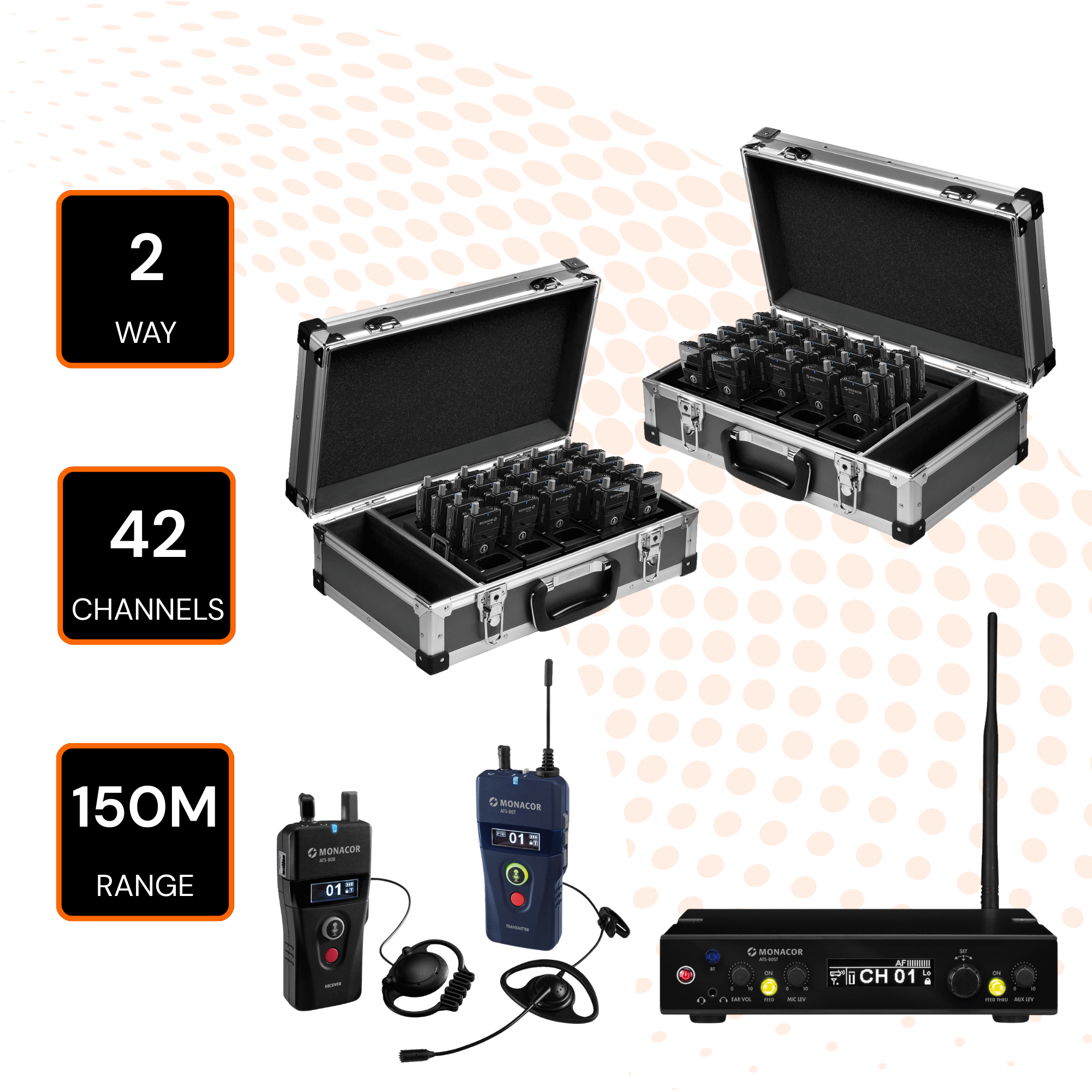 2-Way 150m 42 Channel System Monacor ATS-80