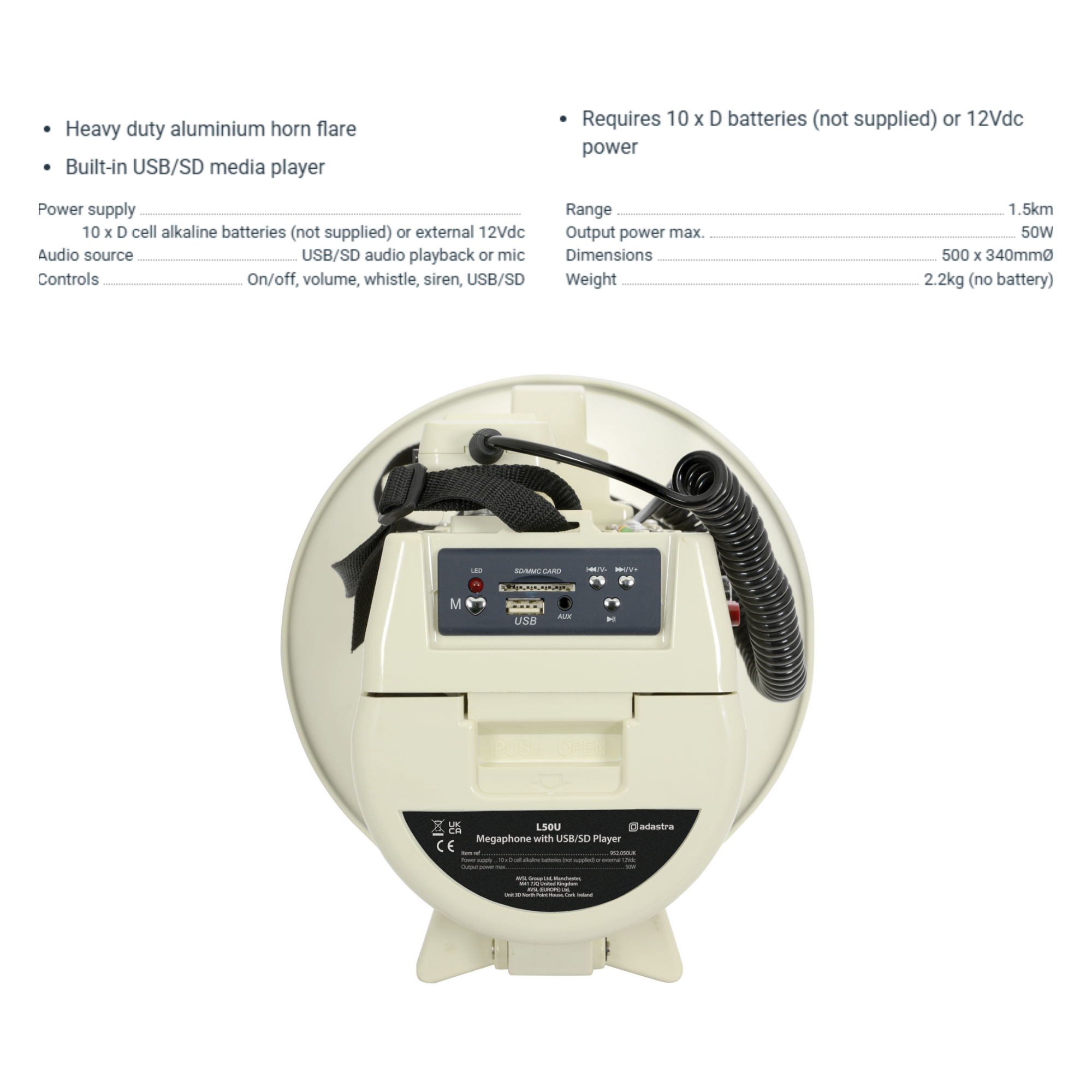 Megaphone With Media Player 50W