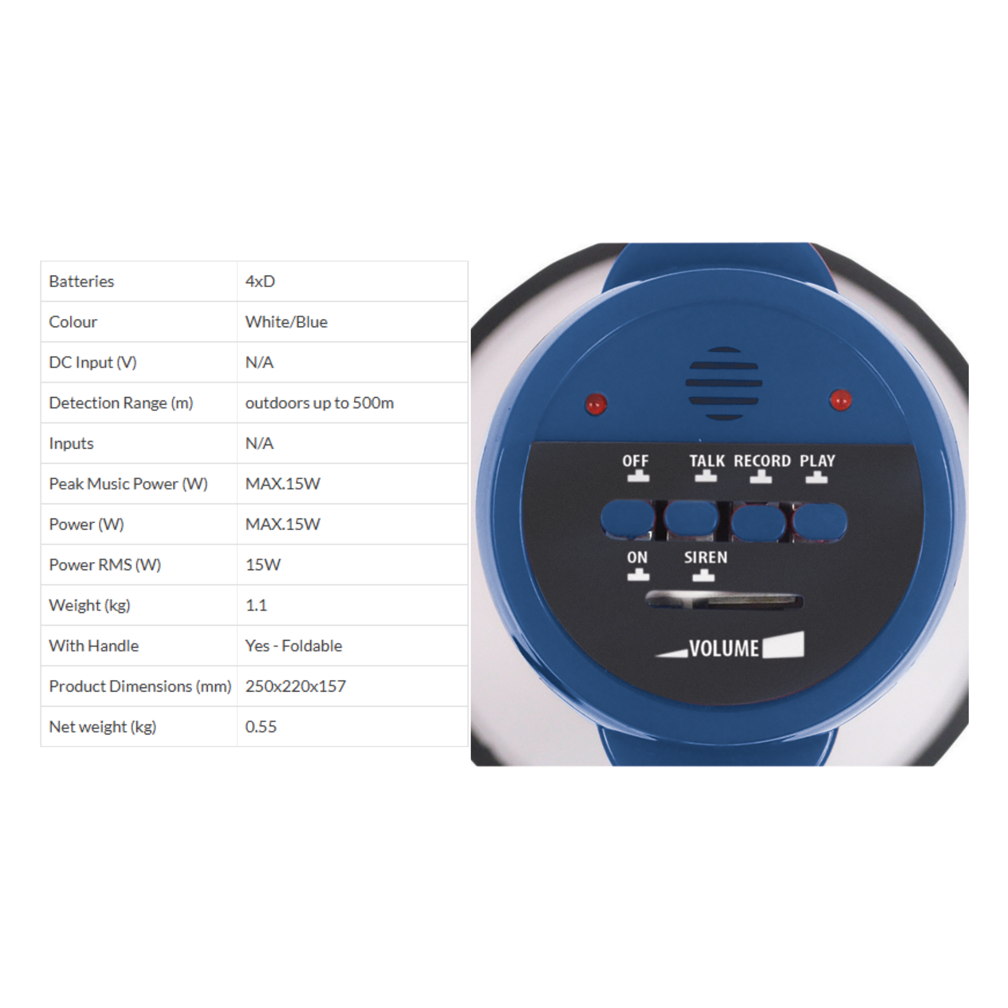 Megaphone With Siren 15W