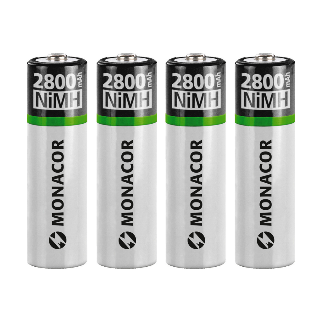 NiMH rechargeable batteries, AA size, set of 4