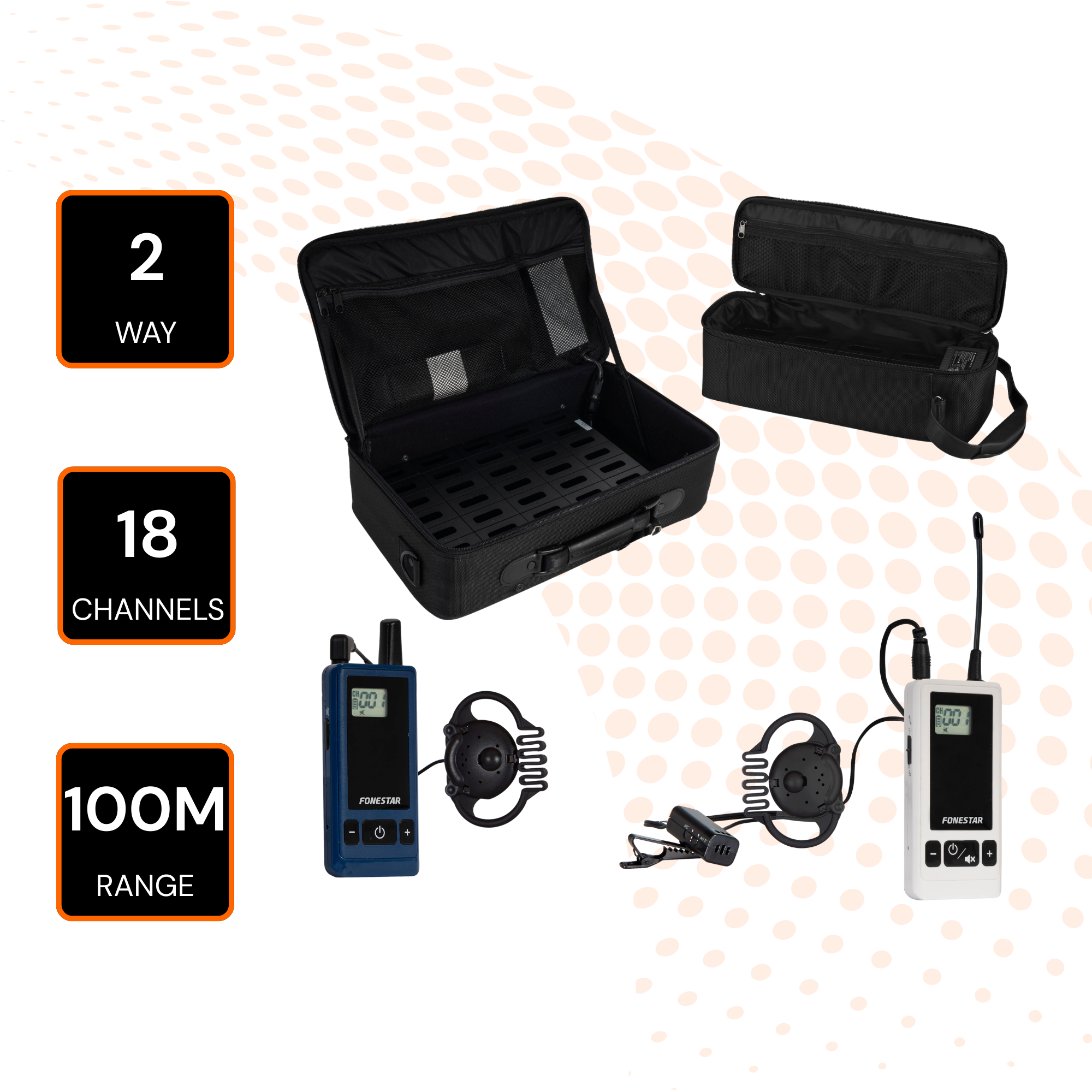 2-Way 100m 18 Channel System Fonestar TOUR-200