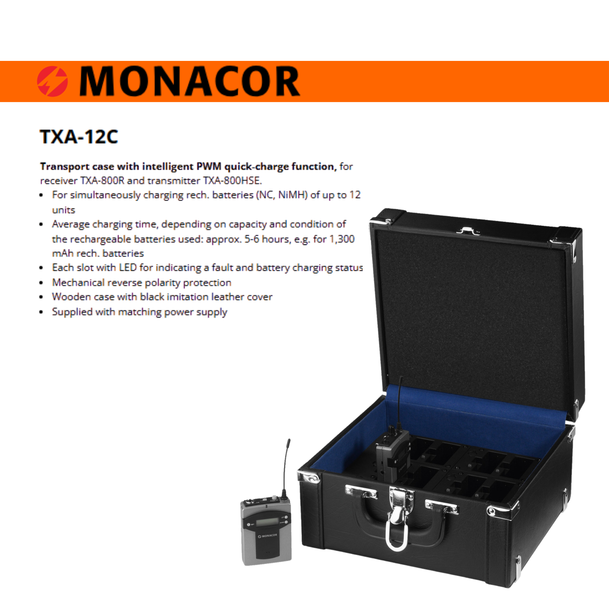 1-Way 30m 16 Channel System Monacor TXA-800R